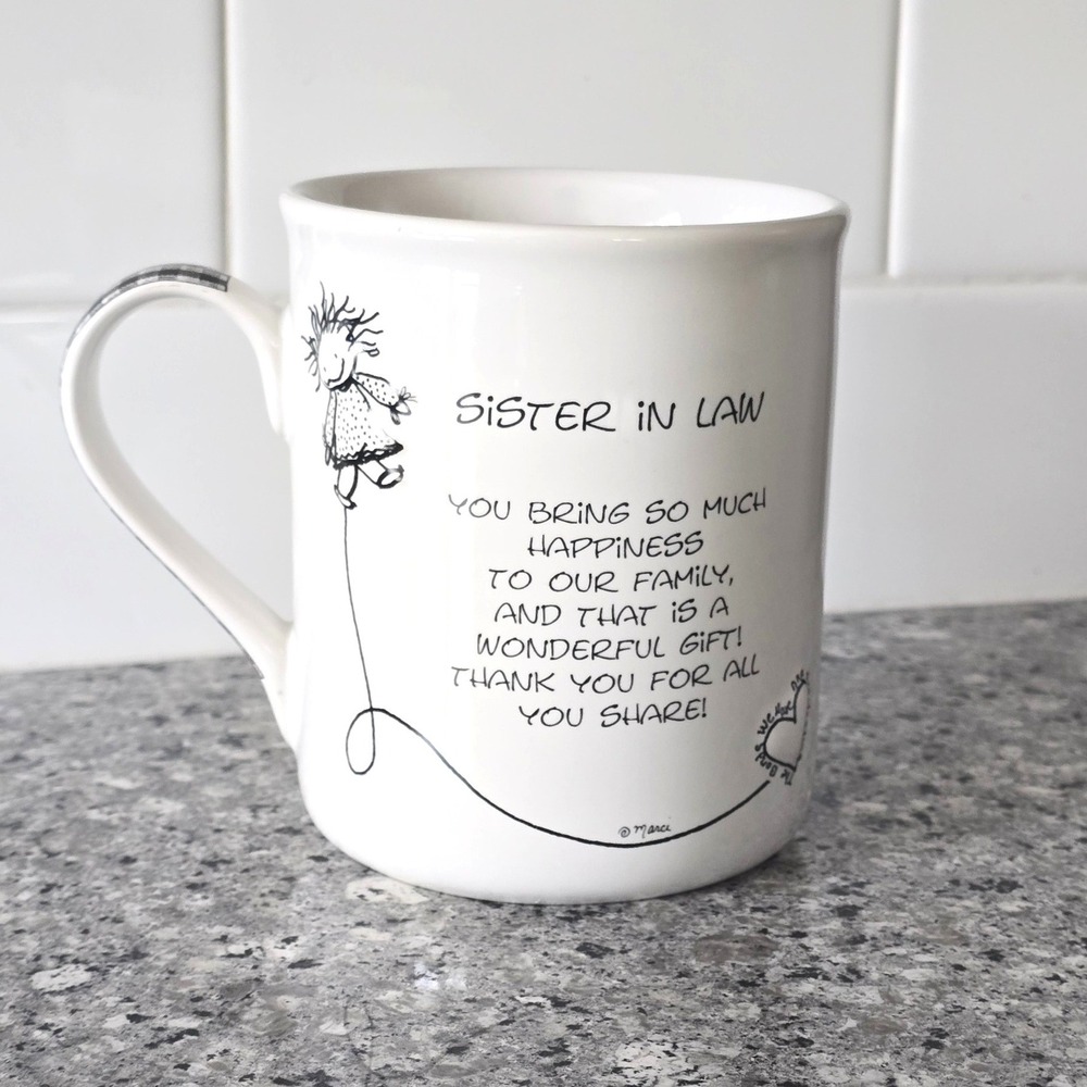 Children of the Inner Light Sister In Law Mug White Black‎ Gingham Handle Marci - Picture 4 of 11